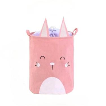 Imagem de Cesto Organizador Multiuso em Tecido Dobrável - Para Roupas, Brinquedos, Itens Domésticos (40L, Preto) - Prático e Resistente(Coelho 40L)