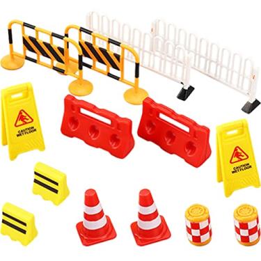 Imagem de Toddmomy 14 Peças De Placas Trânsito Para Brincar, Mini Cones Brinquedo Aviso, Barris Anticolisão Crianças, Construção
