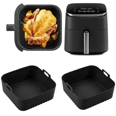 Imagem de Forros quadrados de silicone para fritadeira a ar livre Ninja AF180 AF181 AF140 AF141 molde de silicone antiaderente reutilizável para acessórios de airfryer Philips HD9270