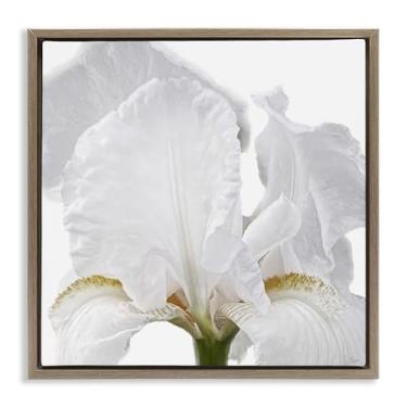 Imagem de Stupell Industries White Iris Close Up Brown Framed Floater Canvas Wall Art Design by Nan, 18 x 18