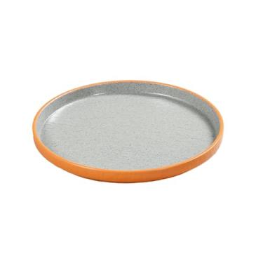 Imagem de Prato de porcelana de imitação simples e requintada de cor sólida estilo nórdico - disco de borda reta com padrão de pedra de 28 cm