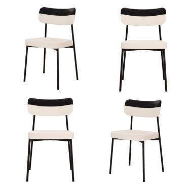 Imagem de Cadeira Mynna Fixa C/4 Pes 525 X 470 X 790 Mm C/4 Un. Crt.palha/courino Preto Crt Palha/courino Preto