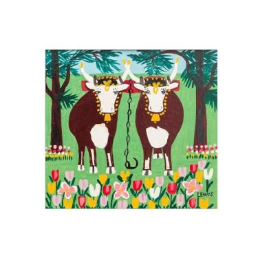 Imagem de Animais Pinturas Famosas Arte Parede-Fotos Lona para Sala de Estar-Dois bois primavera-Pôster e Imprimir Decoração 30x35cm12x13in Sem Moldura