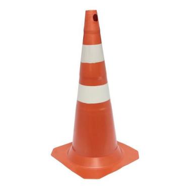 Imagem de Cone De Sinalização Laranja e Branco Rígido 75 Centímetros de Altura -