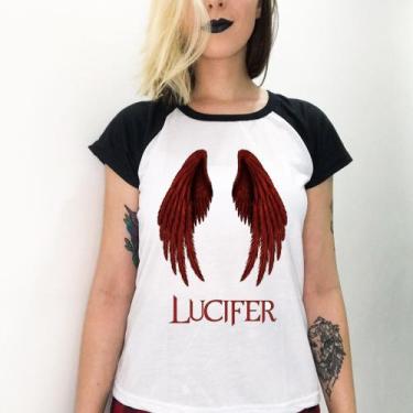 Imagem de Camiseta Raglan Branca Lúcifer Série - Geek Galaxy, Asas vermelhas, G