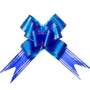 Imagem de 10 Laço Fácil para Presente 12mm - AAZ, Listrado Azul Escuro