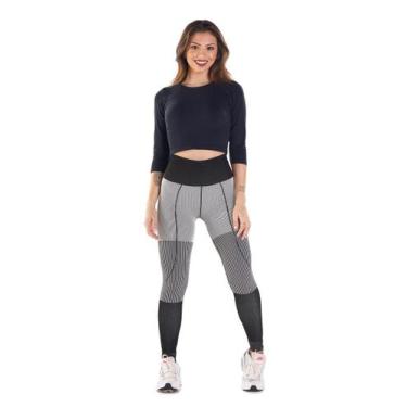 Imagem de Blusa Cropped Manga 7/8 - Ventuno Confecções, Preto