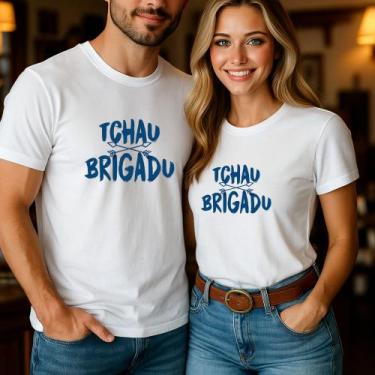 Imagem de Camiseta Algodão Unissex Casal Country Estampa Tchau Brigadu Modinha R