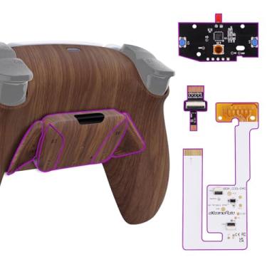 Imagem de eXtremeRate Kit De Remapeamento Back Paddles Programável Rise4 V3 Para Controle Ps5 Bdm-030 040 050, Placa Atualização Com Textura Madeira, Fundo Redesenhado, Conjunto 4 Botões - Não
