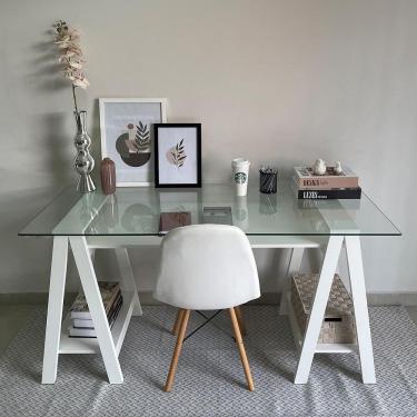 Imagem de Escrivaninha Com Vidro Temperado Kentucky Branco