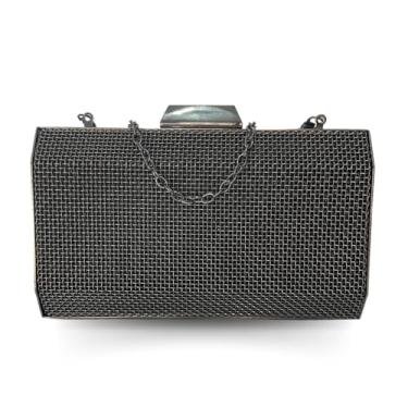 Imagem de Bolsa Clutch de Mão Carteira Luxo Festa Metal Blogueira Andrea (chumbo)