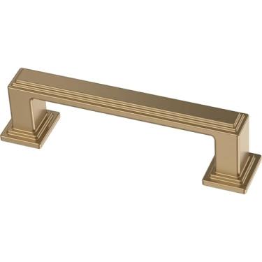 Imagem de FRANKLIN BRASS Puxadores de armário escalonados (pacote com 10) orifício central de 7,6 cm | Puxadores de cozinha bronze champanhe para cômoda, gavetas | Hardware P49580C-CZ-B