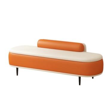 Imagem de LICONG-2019 Banqueta de canto para quarto, banco de cabeceira, luz de luxo, banco de entrada, banco longo, banco de sapato, vestiário, sofá longo, banco longo (laranja, médio)