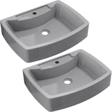 Imagem de Kit 02 Cubas De Apoio Banheiro Lavabo C01 Rt50 Cinza