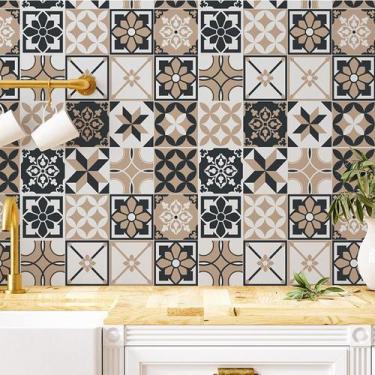 Imagem de Papel De Parede Azulejo Bege e Cinza - Lisboa - Upzdecor