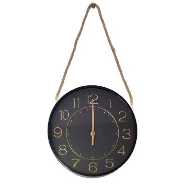 Imagem de Relógio Parede Moderno Redondo Serrano Rose Gold Black 30cm