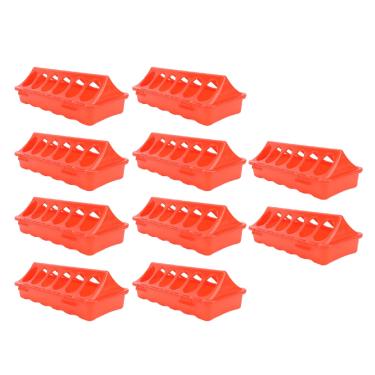 Imagem de Conjunto de 10 comedouros para pintinhos, alimentador de pintinhos de plástico, bebedouro de codornizes de plástico, bandeja de alimentação de aves pequenas, 12 calhas, dispensador de pratos para
