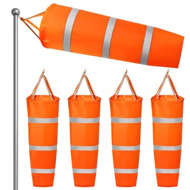 Imagem de ZOOFOX Pacote com 4 meias de 101 cm, bolsa de meia de medição de direção de vento impressa resistente, meias laranja Rip-Stop com cinto refletivo para atividades ao ar livre, aeroporto, fazenda e