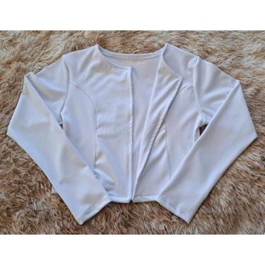 Imagem de Casaquinho Curto Feminino Manga longa blazer - Nagab, Branco, G