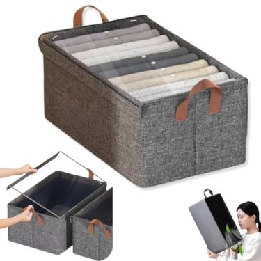 Imagem de Kit C/6 Caixa Organizadora Com Tampa Transparente e Alças | Dobrável, Reforçada, Multiuso e Fácil de Limpar | Ideal para Closet, Guarda-Roupa e Lavanderia | Marca Bigzu®