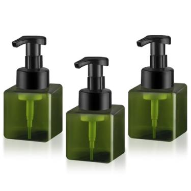 Imagem de Pacote com 3 Dispensadores de Sabão Espuma de Plástico Vazio Dispensador de Sabão de Espuma Recarregável para Shampoo Sabonete Líquido para Lavagem Facial (Verde, 250 ml)