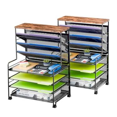 Imagem de Simple Trending Organizador de arquivos de mesa de 8 camadas, 2 pacotes de bandeja de cartas, organizador de papel, acessórios de mesa de malha, pasta de arquivos para escritório, casa ou escola