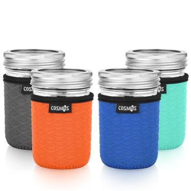 Imagem de Cosmos 4 Peças De Capa Neoprene Para Potes Conserva, Boca Regular, Vidro Isolados, Mangas Conservas, Protetor Recipiente, Armazenamento Doméstico E Cozinha (Para 8 Oz)