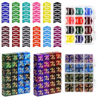 Imagem de SIXPOINTS 108PCS 12mm MTG +1/+1 Tokens 6 Sided Dice & Keyword Counters Tokens Set for Magic The Gathering, MTG, TCG, Card Games Accessories