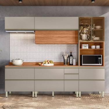 Imagem de Cozinha Completa Proença 7 Portas 7 Gavetas com Vidro Dp2705mf Nogueir