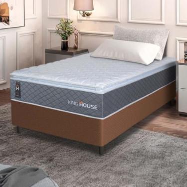 Imagem de Conjunto Box Marrom Argel Cinza Espuma D33 Solteiro 88x188x67 - King House