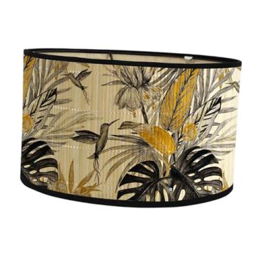 Imagem de IEUDNS Abajur com estampa de tambor, capa para luminária pendente, encaixe somente, abajur redondo de bambu, capa para lâmpada, para café, quarto, sala de, Style B