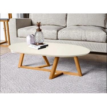 Imagem de Mesa de Centro Classic Off White Pés Em Madeira e Tampo MDF Para Sara 