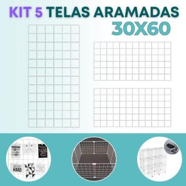Imagem de Kit 5 Telas Aramada 30x60cm Exposição de Produtos Organização Loja Qua