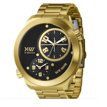 Imagem de Relógio Xwatch Masculino Presente dia dos Pais Dual Time Dourado 100m