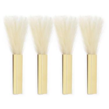 Imagem de Pretty Jolly Vaso de metal moderno para decoração de parede Boho Pampas, flores artificiais para sala de estar, quarto, bege, conjunto de 4 dourados