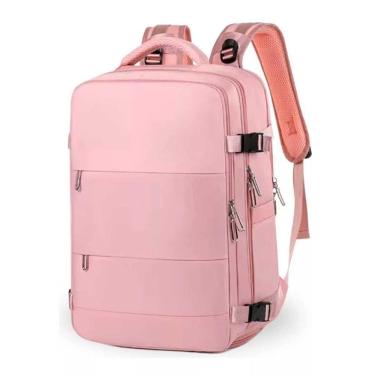 Imagem de Mochila Mala Bolsa Expansiva Notebook Usb Para Viagem Escola Academia Trabalho Esporte Rosa
