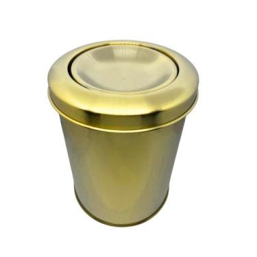 Imagem de Lixeira Redonda Dourada Atena em Aço Inox com Tampa Basculante 5L - Fi