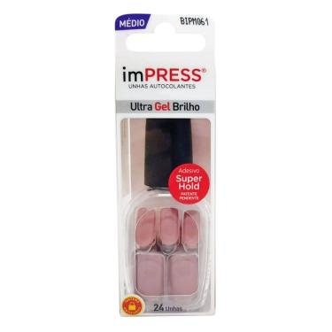 Imagem de Unhas Postiças Autocolantes First Kiss imPress Ultra Gel Tamanho Médio Fresh Start com 24 Unidades