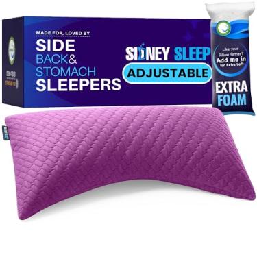 Imagem de Sidney Sleep Travesseiro para quem dorme de lado e de costas – Conforto para dor no pescoço e ombro – Enchimento de espuma viscoelástica desfiada ajustável e personalizável – King Size – Enchimento