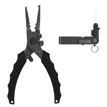 Imagem de EUPHENG Alicate de pesca Muti Function com conjunto de cortadores Tippet removedor de anzol resistente à água salgada com trava de segurança, alicate de anel dividido, conjunto de ferramentas de pesca