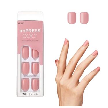 Imagem de KISS Manicure colorida imPRESS, kit de unhas de gel, tecnologia PureFit, comprimento curto, "rosa bonito", manicure de cor sólida sem polimento, inclui almofada de preparação, mini