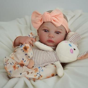Imagem de Brastoy Bebê Reborn Boneca Menina de Silicone Original Pintado Realista 48cm Olhos Castanhos