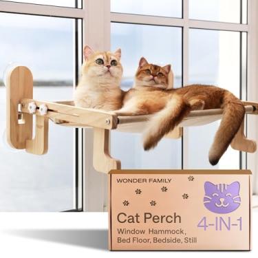 Imagem de Poleiro de janela dobrável para gatos dentro – rede de gato para peitoril da janela, prateleira, parede – 4 ventosas resistentes, moldura resistente, parafusos – extensor de peitoril de rede para