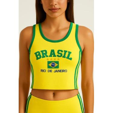 Imagem de Camisa Regata Cropped Do Brasil Feminina Vintage Curtinha - Tojoia18K,