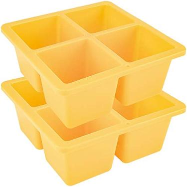 Imagem de Southern Homewares Bandeja de gelo jumbo para uísque ou escocês pacote com 2 moldes de plástico laranja para cubo de gelo grande