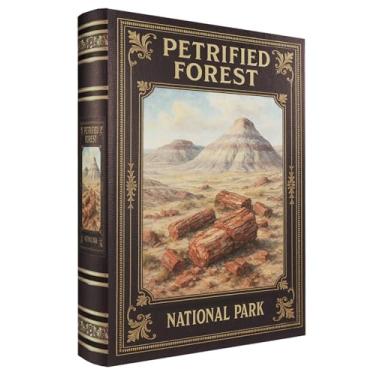 Imagem de XIAOAIKA Caixa decorativa de madeira – Caixas de livros falsas vintage com design de parque nacional, armazenamento secreto com fecho magnético, capa de couro, perfeita para estante de escritório em