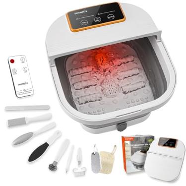 Imagem de FOFOJÔY Spa Para Os Pés Dobrável Com Aquecimento E Controle Remoto, Rolos De Massagem, Espuma, Kit Pedicure, Temperatura, Luz Vermelha, Pedra-Pomes Banho