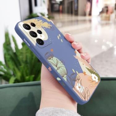 Imagem de Capa de celular com estampa de coração e flor para Samsung Galaxy S25 S24 S23 S22 S21 S20 Ultra Plus FE S10 S9 S10E Note 20 Ultra 10 9 Plus, azul claro, para S24FE