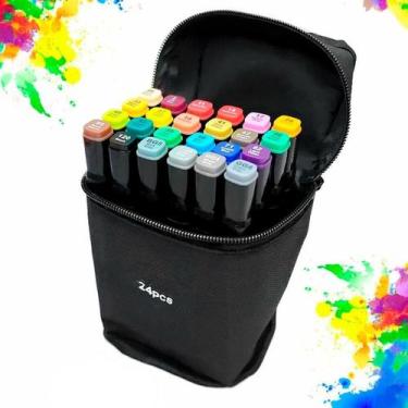 Imagem de Kit Canetinha 24 Unidades Pintura Desenho Escolar Arco-Íris - Relet