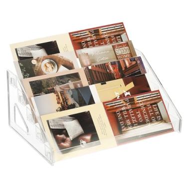 Imagem de PATIKIL Suporte de exibição de cartão de acrílico de 5 níveis, organizador de porta-cartões postais portátil, visor versátil para cartões colecionáveis de beisebol, adesivos PSA, carimbo, transparente